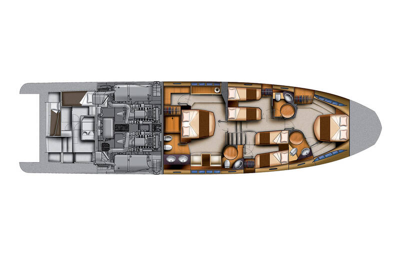 Нижняя палуба Azimut Flybridge 70